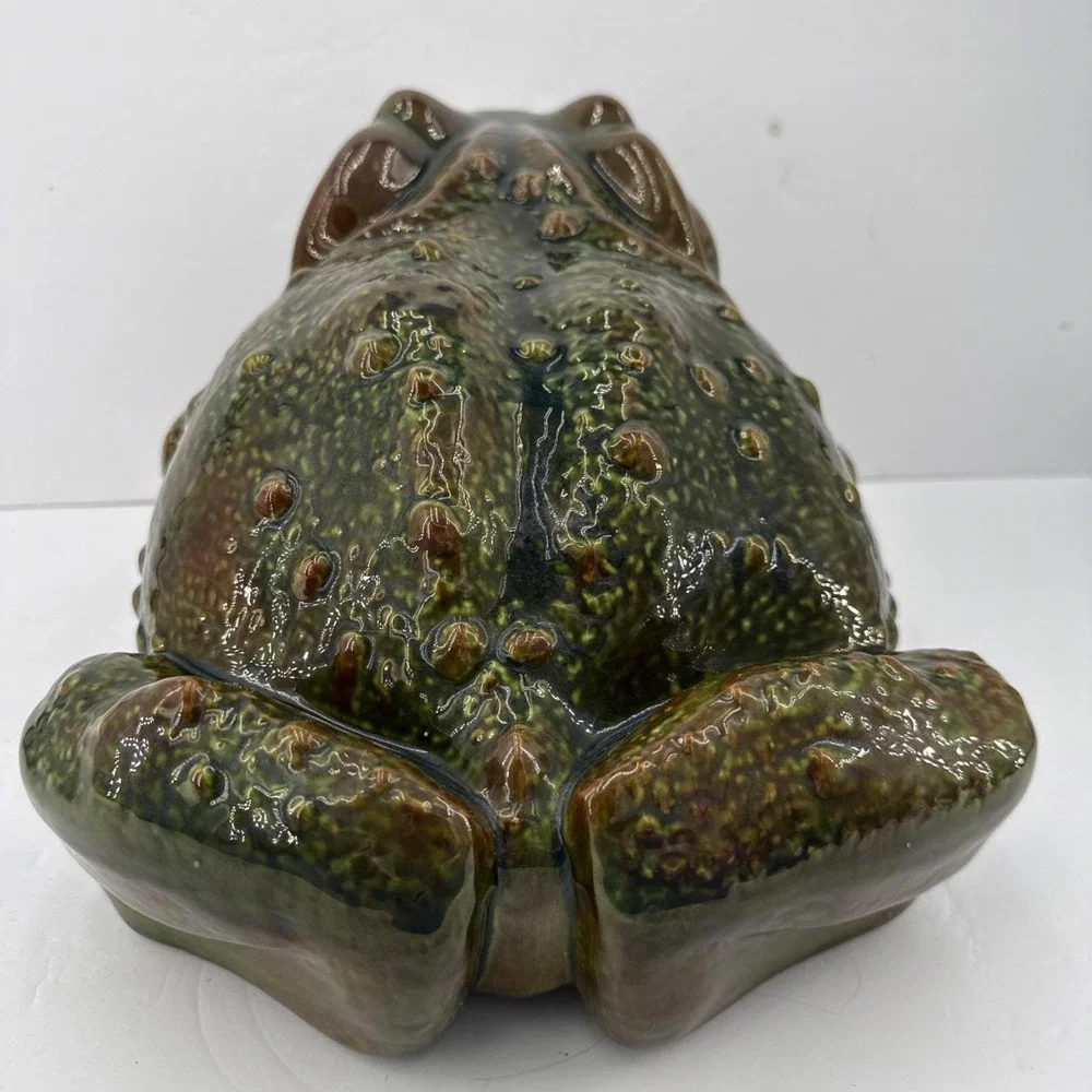 Vintage Arnel's ? XLarge Ceramic Frog Toad Garden Decor Green Figurine